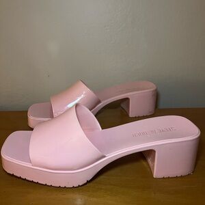 Steve Madden Harlin Jelly Block-Heel Sandals Size 10 in Baby Pink